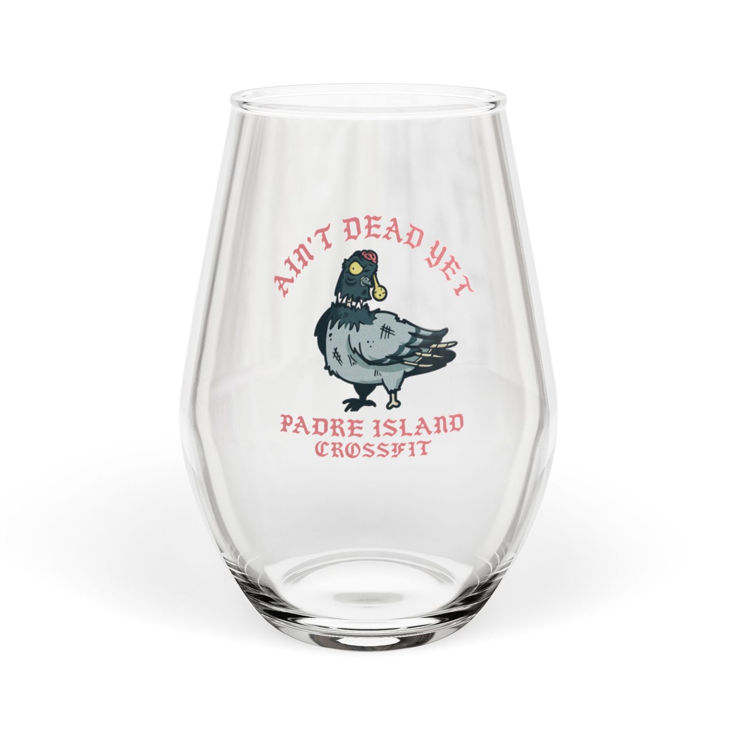 Zombie Pigeon Stemless Wine Glass