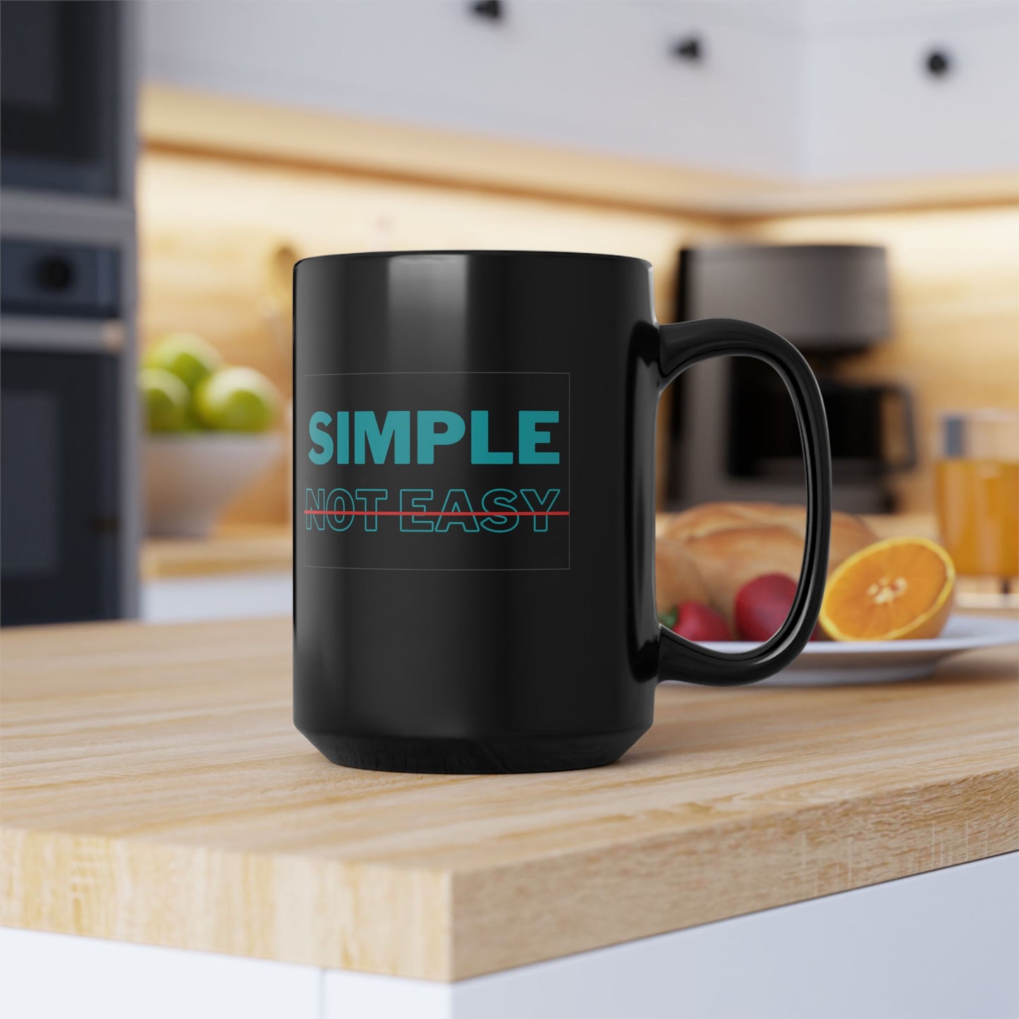 Simple Not Easy Black Mug, 15oz