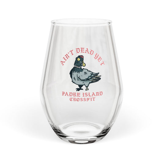 Zombie Pigeon Stemless Wine Glass